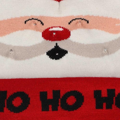 Kerst Beanie Kind Ho Ho Ho met LED (detail)