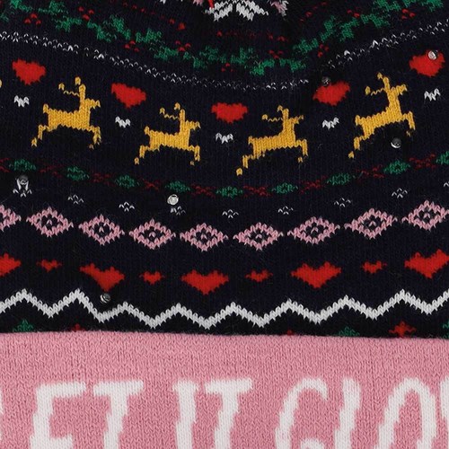  Kerst Beanie Kind Let it Glow met LED (detail)