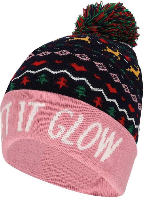  Kerst Beanie Kind Let it Glow met LED (zijkant)
