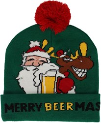 Kerst Beanie Merry Beermas met LED