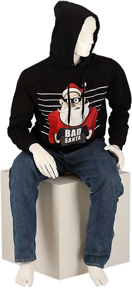 Generisch Kersttrui voor heren, lelijke kersttrui, gebreide ronde hals, lange mouwen, kerstfeest, grappige pullover voor mannen, zwart, S