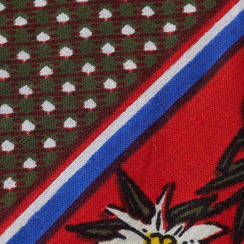 Tiroler Zakdoek - Sjaal Blauw Rood Edelweiss (detail)