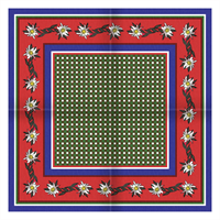 Tiroler Zakdoek - Sjaal Blauw Rood Edelweiss (voorbeeld)