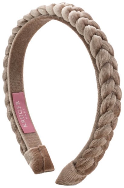 Trachten Haarband Fluweel Gevlochten Smal Beige (1)