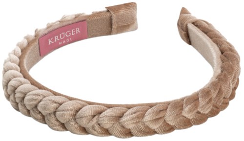 Trachten Haarband Fluweel Gevlochten Smal Beige