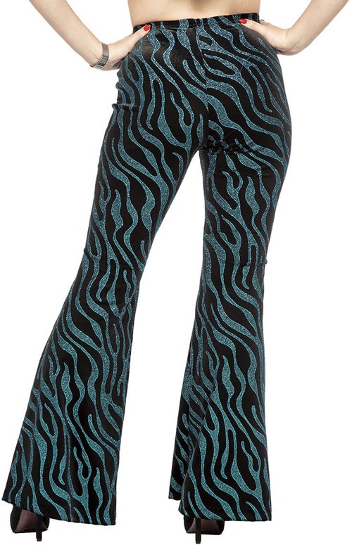 Flared Broek Dames Velvet Waves Turquoise (achterkant)