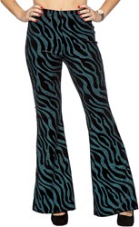Flared Broek Dames Velvet Waves Turquoise