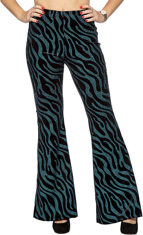 Flared Broek Dames Velvet Waves Turquoise