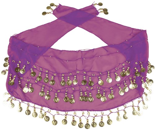 Buikdansset Zigeunerin Paars (4 delig) (heupdoek)