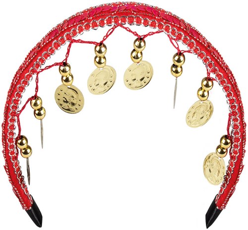 Buikdansset Zigeunerin Rood (4 delig) (haarband)