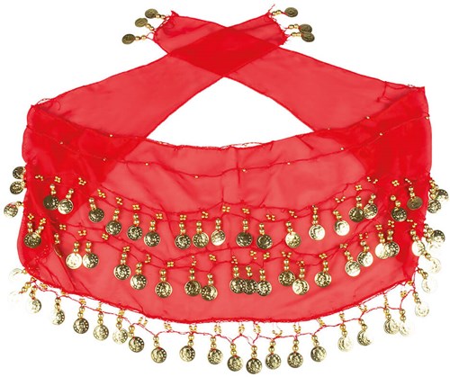 Buikdansset Zigeunerin Rood (4 delig) (heupdoek)