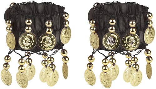 Buikdansset Zigeunerin Zwart (4 delig) (armbanden)