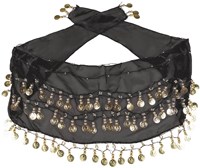 Buikdansset Zigeunerin Zwart (4 delig) (heupdoek)