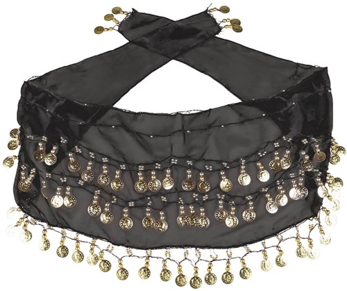 Buikdansset Zigeunerin Zwart (4 delig) (heupdoek)