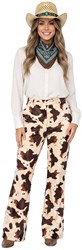 Dames Cowgirl Flared Broek met Koeienprint