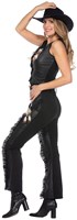 Dames Cowgirl Kostuum Zwart met Chaps (zijkant)