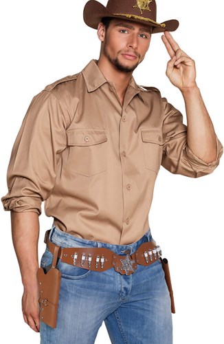 Holster Cowboy Dubbel Bruin (volwassenen)