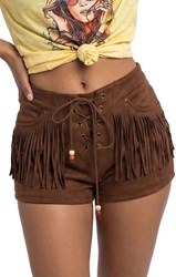 Dames Cowgirl Short Bruin met Franjes