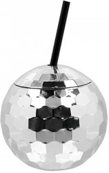 Discobal Beker Zilver met Rietje
