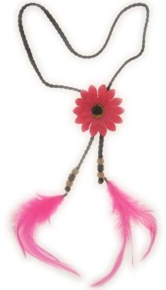 Hoofdbandje Hippie Pink Bloem en Veren