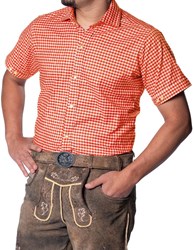 Oktoberfest Overhemd Oranje-Wit Korte Mouw