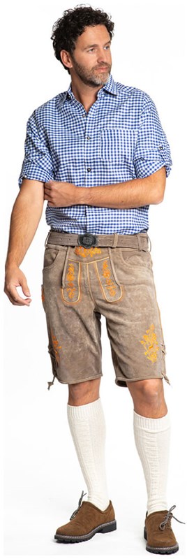 Heren Lederhose Kort Gaudi Oranje (Runderleer) (2)