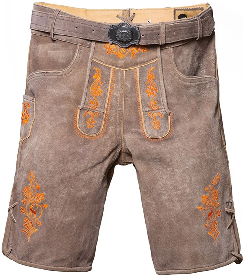 Heren Lederhose Kort Gaudi Oranje (Runderleer) (product)