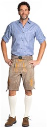 Heren Lederhose Kort Gaudi Oranje (Runderleer)
