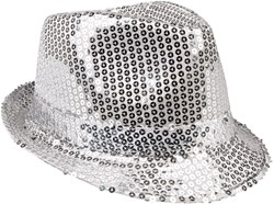Hoed Disco Pailletten Zilver