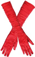 Handschoenen Satijn Rood Geplooid (60cm) (product)