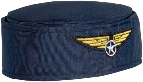 Hoedje Stewardess Blauw (voorkant)