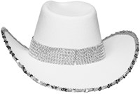 Cowboyhoed Pailletten en Strass Wit (achterkant)