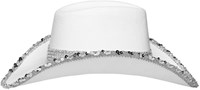Cowboyhoed Pailletten en Strass Wit (zijkant)