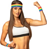 Set Zweetbandjes + Hoofdband Regenboog (voorbeeld)