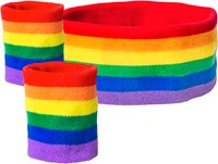 Set Zweetbandjes + Hoofdband Regenboog