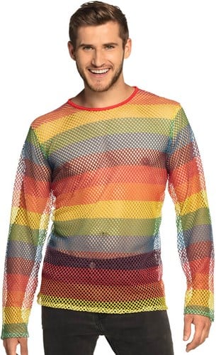 Netshirt Regenboog voor heren (One Size)