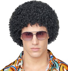 Pruik Disco Seventies Afro Zwart