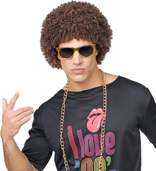 Pruik Disco Seventies Afro Bruin (voorbeeld)