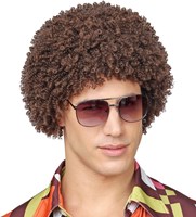 Pruik Disco Seventies Afro Bruin