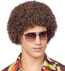 Pruik Disco Seventies Afro Bruin