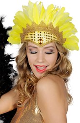 Samba Tooi met Pailletten en Veren Geel