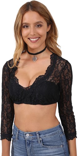 Dirndl Blouse Cassandra 3/4 Mouw Zwart