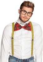 Nerd Set - Bril, Strikje, en Bretels (man)