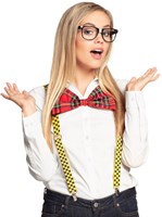 Nerd Set - Bril, Strikje, en Bretels