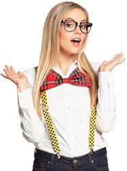 Nerd Set - Bril, Strikje, en Bretels