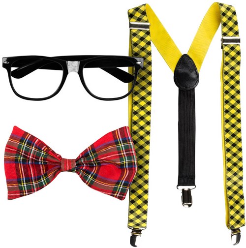 Nerd Set - Bril, Strikje, en Bretels (product)