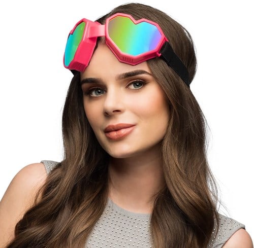 Skibril Hartje Pink