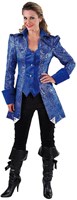 Damesjas Markiezin Brokaat Blauw