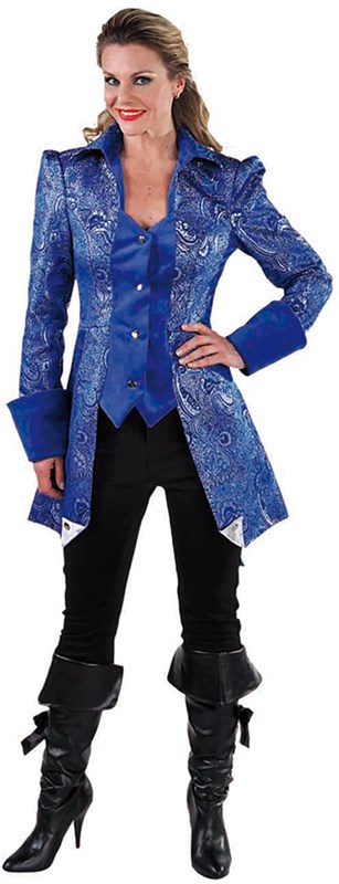 Damesjas Markiezin Brokaat Blauw