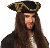 Piratenhoed Driesteek Zwart-Goud